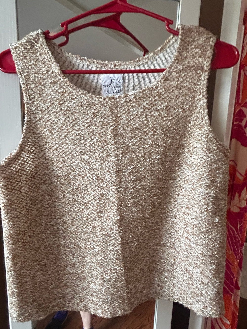 Bouclé Knit Tank Top in Beige, S